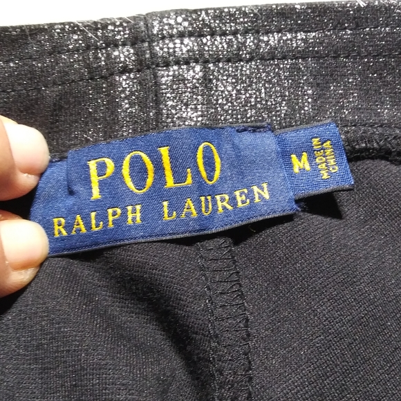 Polo Ralph Lauren Metallic Black Leggings ~ Medium - Picture 8 of 13